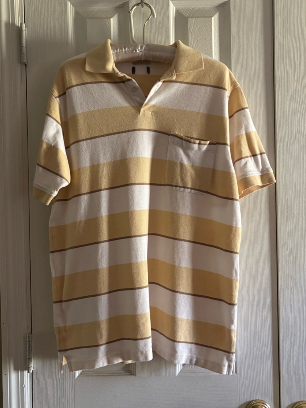 Men's Yellow & White Striped Polo Shirt
